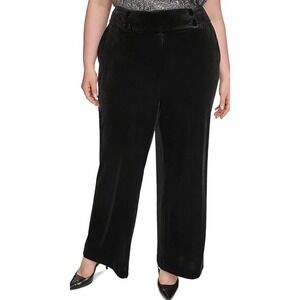 Calvin Klein Whitney Velvet Wide Leg Pants Black Size 18W